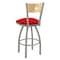 Holland Bar Stool Co 25" Swivel Counter Stool, Nickel Finish, Nat Back, Canter Red Seat 83025ANNatMplB011 - alternate 3